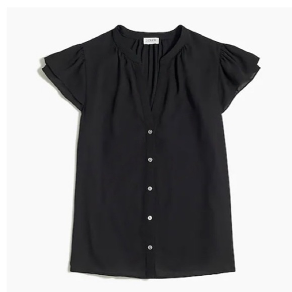 J. Crew Factory Tops - J. Crew EUC Short Flutter Sleeve Blouse Black Size 2x